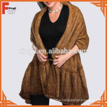 Natural top quality Knitted mink fur shawl